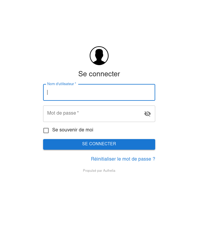 Écran de connexion Authelia